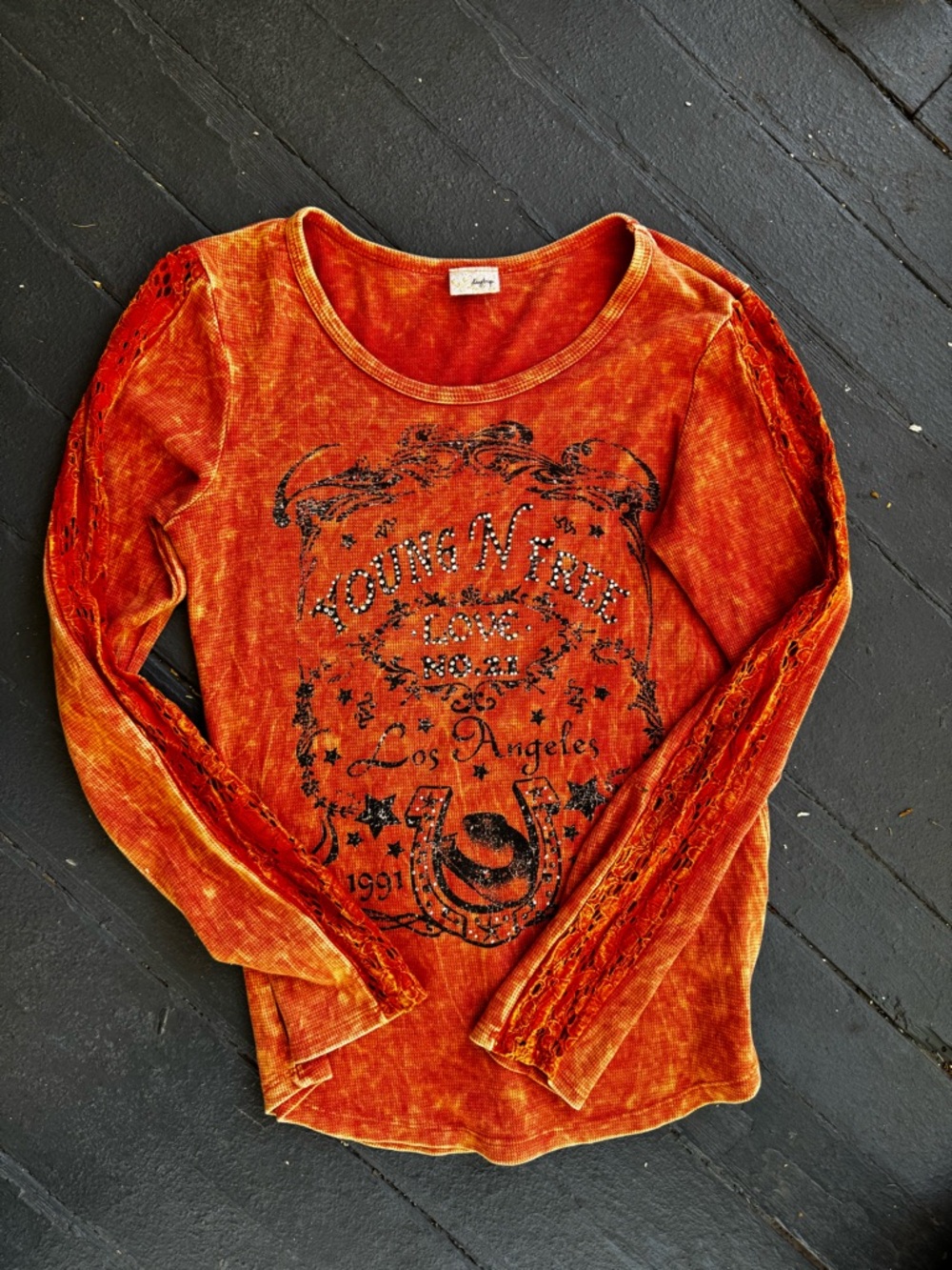 Burnt Orange Graphic Long Sleeve Tee